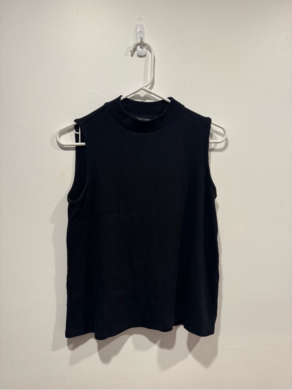Eileen Fisher Black Ribbed Sleeveless Tank